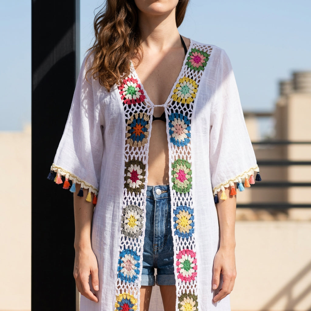 Kimono bohème crochet