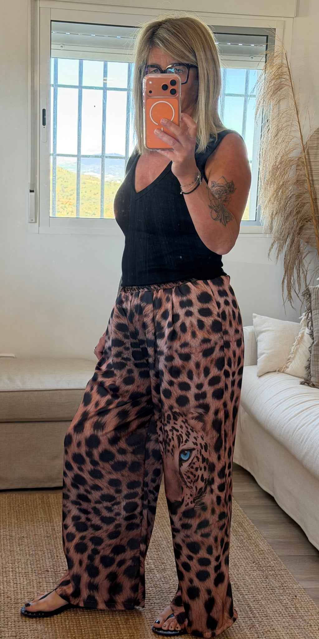 Pantalon satiné imprimé sauvage