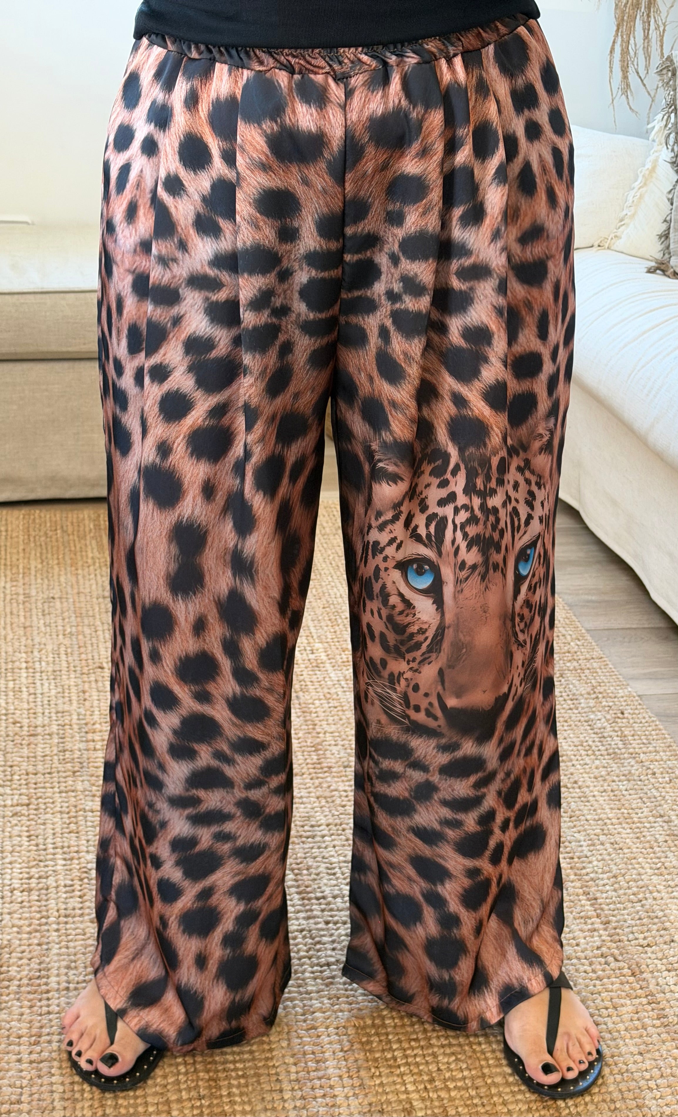 Pantalon satiné imprimé sauvage